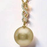 Golden South Sea Pearl 18ct Trinity Diamond Pendant