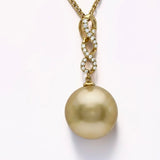 Golden South Sea Pearl 18ct Trinity Diamond Pendant