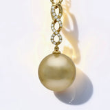 Golden South Sea Pearl 18ct Trinity Diamond Pendant