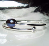 Cultured Freshwater Pearl and CZ Bangle