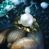 Cultured Freshwater White Pearl Ring Gold