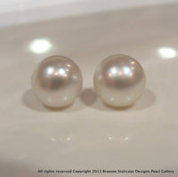 South Sea Pearl Earring Studs white gold - Broome Staircase Designs Pearl Gallery - 1