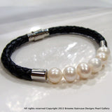 Bolo Black Leather Pearl Bracelet