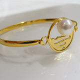 Cultured Freshwater Pearl Staircase Design Bangle 