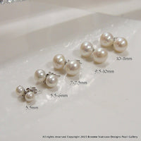 Cultured Freshwater White Pearl Stud Earrings Sterling Silver