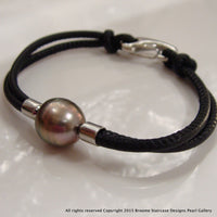 Cultured South Sea Pearl leather Bracelet - Broome Staircase Designs Pearl Gallery - 1