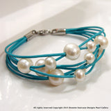 Cultured Freshwater Pearl Multi Strand Turquoise Bracelet