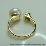 Cultured  Freshwater Pearl and CZ Ring Gold