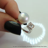 Cultured Pearl and CZ Ring Sterling Silver - Broome Staircase Designs Pearl Gallery - 2