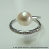 Cultured Pearl and CZ Silver Ring 