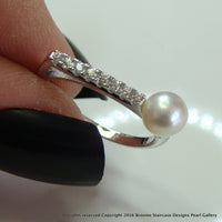 Cultured Pearl CZ Ring s/s