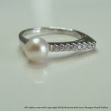 Cultured Pearl CZ Ring s/s