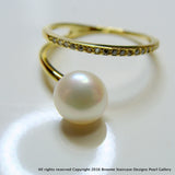 Cultured Pearl and CZ Gold ring