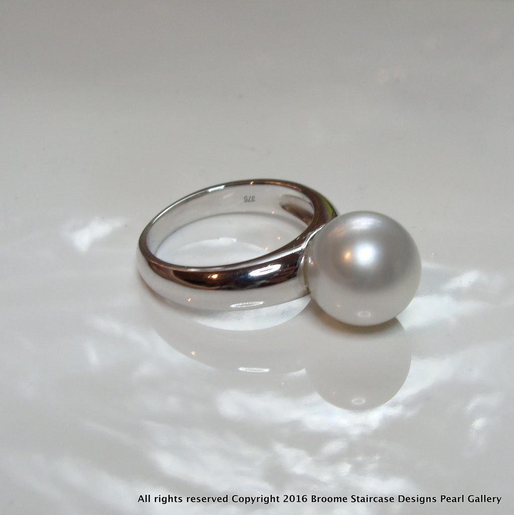 9ct White Gold Australian South Sea Pearl Ring - Broome Staircase Designs Pearl Gallery - 1