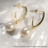 Cultured Freshwater Pearl Stud Drop Gold Earrings