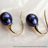 Cultured Freshwater Black Pearl Earrings - Gold 