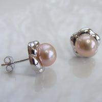 Cultured Freshwater Pink Pearl Studs Sterling Silver
