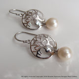Cultured Freshwater Pearl Boab Tree Earrings Round Sterling Silver