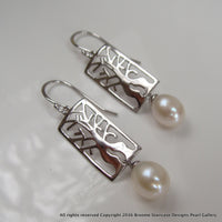 White Pearl Sterling Silver Boab Tree Earrings