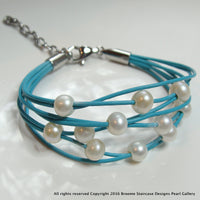 Girls Pretty Turquoise Pearl Bracelet 