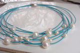 Cultured Pearl Multi Strand Turquoise Necklace