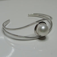 Cultured Pearl Sterling Silver Bangle