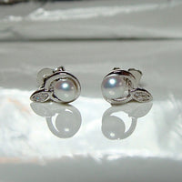 Cultured Freshwater Petite White Pearl Studs Sterling Silver