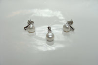Cultured Freshwater Pearl CZ Pendant & Earring Set