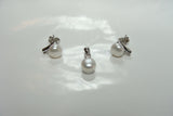 Cultured Freshwater Pearl CZ Pendant & Earring Set