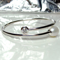 Cultured Freshwater Pearl and CZ Bangle
