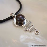 Pearl Pendant Cable Beach Staircase to the Moon (blk) **FREE NEOPRENE NECKLACE! - Broome Staircase Designs Pearl Gallery