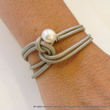Cultured Pearl leather Bracelet (Wrap Around) 