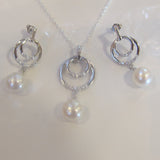 Freshwater Pearl & Cubic Zirconia Pendant & Earring Set - Broome Staircase Designs Pearl Gallery