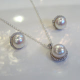 Freshwater Pearl & Cubic Zirconia Pendant & Earring Set - Broome Staircase Designs Pearl Gallery