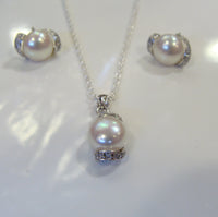 Freshwater Pearl & Cubic Zirconia Pendant & Earring Set - Broome Staircase Designs Pearl Gallery - 1