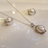 Freshwater Pearl & Cubic Zirconia Pendant & Earring Set - Broome Staircase Designs Pearl Gallery - 2
