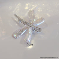 Freshwater Pearl & Cubic Zirconia Dragonfly Pendant / Brooch - Broome Staircase Designs Pearl Gallery - 1