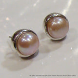 Cultured Freshwater Pink Pearl Studs Sterling Silver
