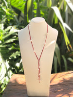 Lariat Cultured Pearl Leather Necklace