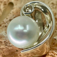 Broome Pearl 'Luna Eclipse' Diamond Sterling Silver Ring