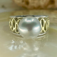 Broome Pearl Staircase 9ct and Sterling Silver Ring