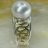 Broome Pearl 9ct and Silver Full Moon Staircase Ring