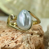18ct Broome Keshi Kimberley Diamond Pearl Ring