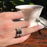 Cultured Pearl Stretchy Double Band Ring