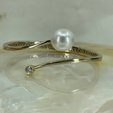 Stunning Broome Pearl 9ct Gold Diamond Hinge Bangle