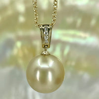Golden Pearl 9ct Gold Diamond Pendant