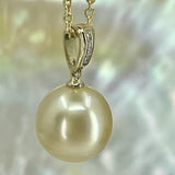 Golden Pearl 9ct Gold Diamond Pendant