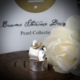 Cultured white Pearl Sterling Silver Ocean Ring