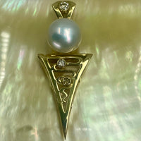 Broome Pearl and Diamond Staircase Pendant Gold
