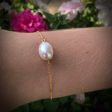Adjustable Tennis Style Cultured Freshwater White Pearl Bracelet